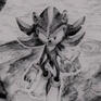A traditional art piece done with graphite showing Shadow the Hedgehog holding a chaos emerald flying above the Earth